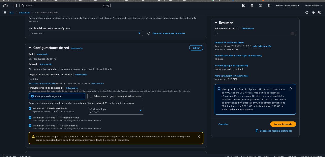 Par de claves y configuración de red/seguridad al lanzar la instancia