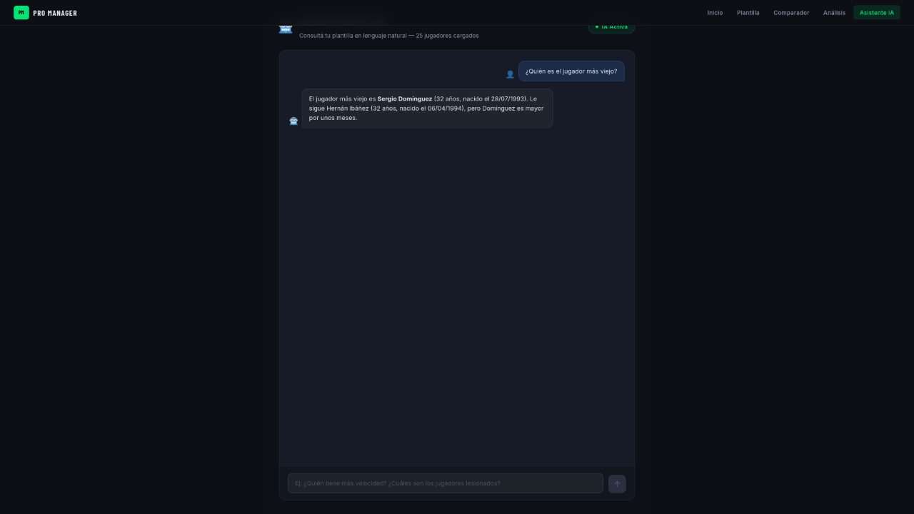 Conversación del asistente respondiendo sobre la plantilla